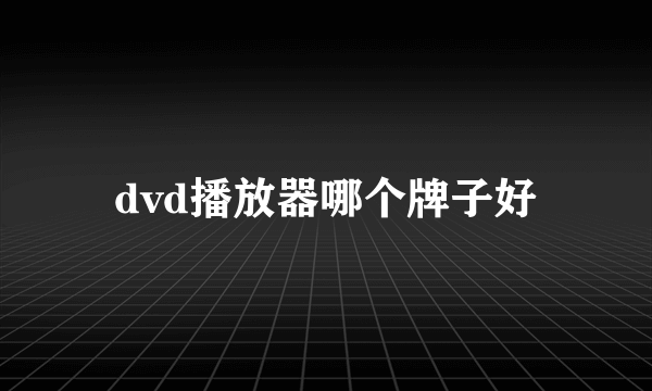 dvd播放器哪个牌子好