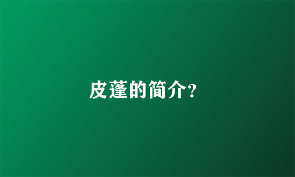 皮蓬的简介？