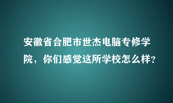 安徽省合肥市世杰电脑专修学院，你们感觉这所学校怎么样？