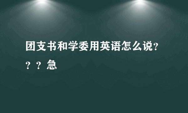 团支书和学委用英语怎么说？？？急