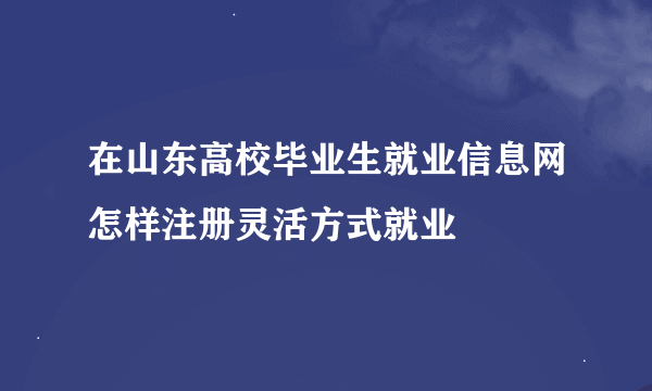 在山东高校毕业生就业信息网怎样注册灵活方式就业