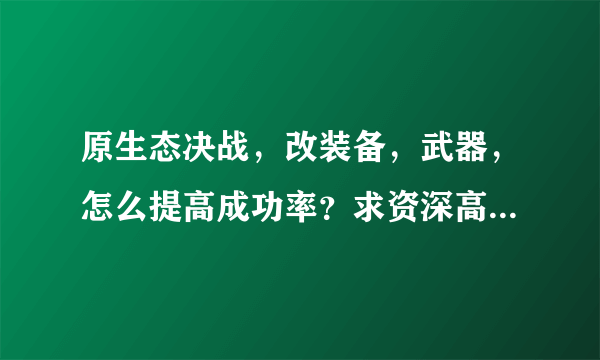 原生态决战，改装备，武器，怎么提高成功率？求资深高人给予指点，实验有效追加30分