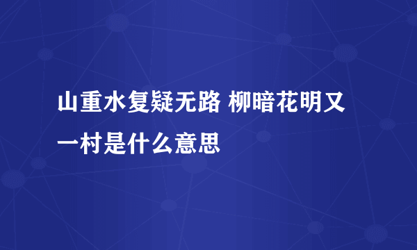 山重水复疑无路 柳暗花明又一村是什么意思