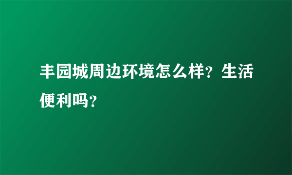 丰园城周边环境怎么样？生活便利吗？