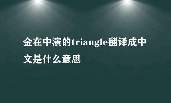 金在中演的triangle翻译成中文是什么意思