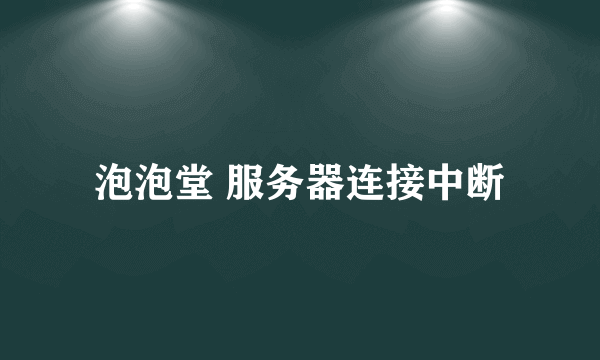 泡泡堂 服务器连接中断