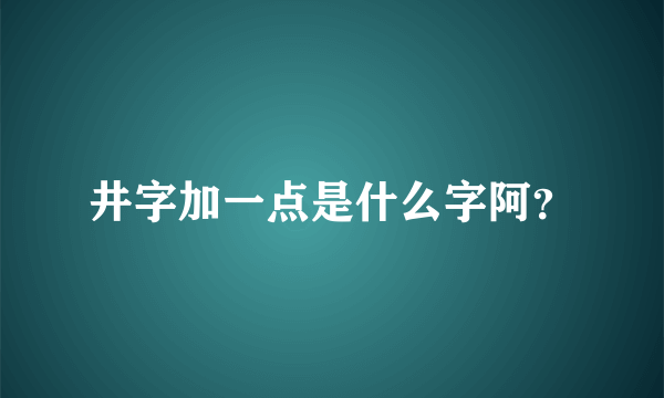 井字加一点是什么字阿？