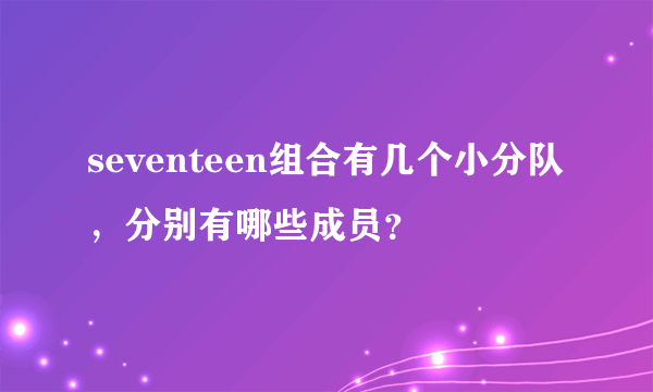 seventeen组合有几个小分队，分别有哪些成员？