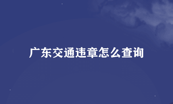 广东交通违章怎么查询