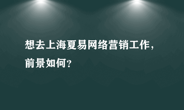 想去上海夏易网络营销工作，前景如何？