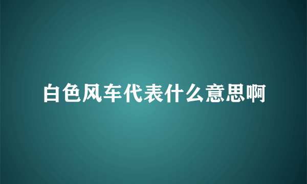 白色风车代表什么意思啊