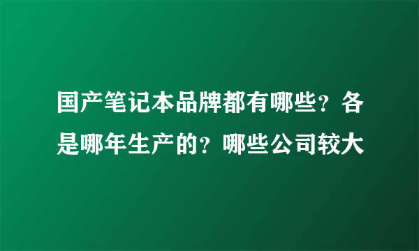 国产笔记本品牌都有哪些？各是哪年生产的？哪些公司较大