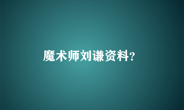 魔术师刘谦资料？