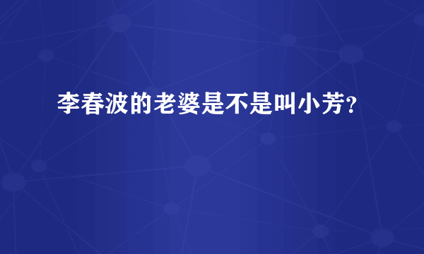 李春波的老婆是不是叫小芳？