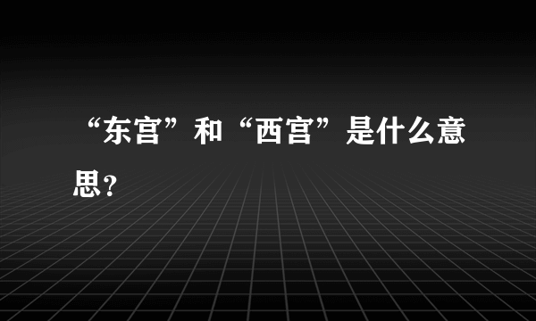 “东宫”和“西宫”是什么意思？