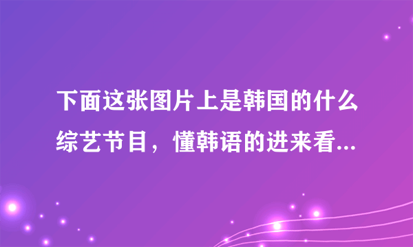 下面这张图片上是韩国的什么综艺节目，懂韩语的进来看看。上面的嘉宾是谁，求高清视频