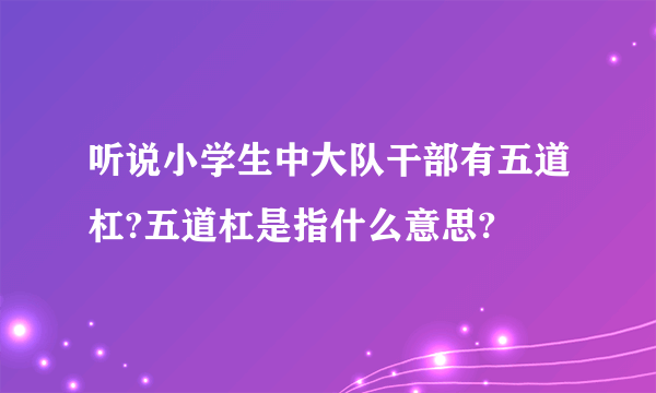 听说小学生中大队干部有五道杠?五道杠是指什么意思?