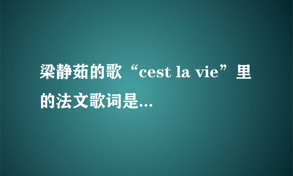 梁静茹的歌“cest la vie”里的法文歌词是什么意思？麻烦翻译一下。