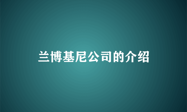 兰博基尼公司的介绍