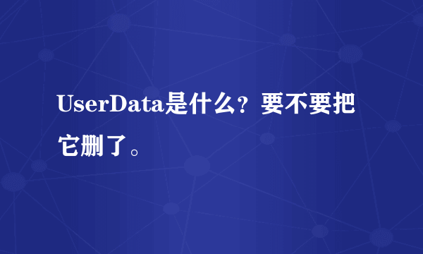 UserData是什么？要不要把它删了。