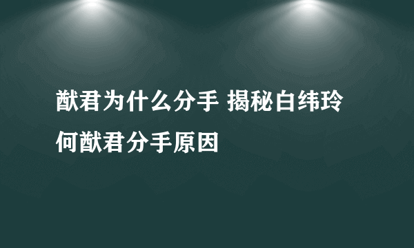 猷君为什么分手 揭秘白纬玲何猷君分手原因