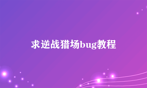 求逆战猎场bug教程