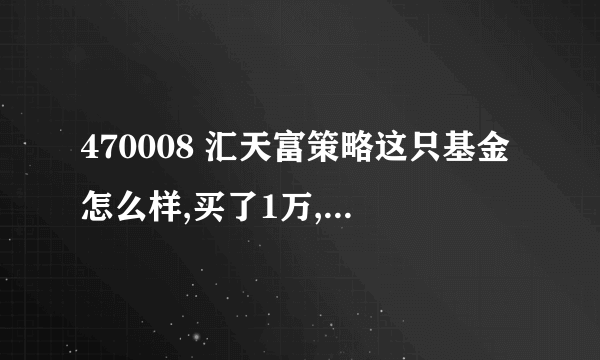 470008 汇天富策略这只基金怎么样,买了1万,感觉一般啊~