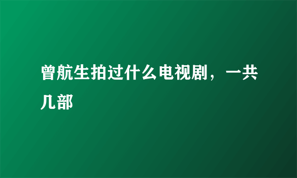 曾航生拍过什么电视剧，一共几部