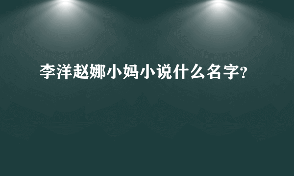 李洋赵娜小妈小说什么名字？