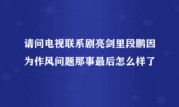 请问电视联系剧亮剑里段鹏因为作风问题那事最后怎么样了