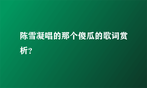 陈雪凝唱的那个傻瓜的歌词赏析？