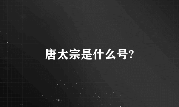 唐太宗是什么号?