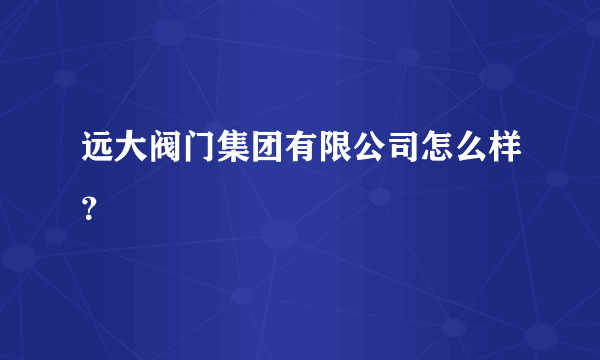 远大阀门集团有限公司怎么样？