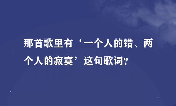 那首歌里有‘一个人的错、两个人的寂寞’这句歌词？