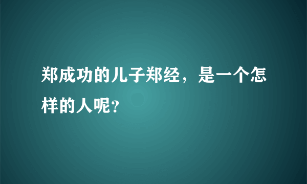 郑成功的儿子郑经，是一个怎样的人呢？