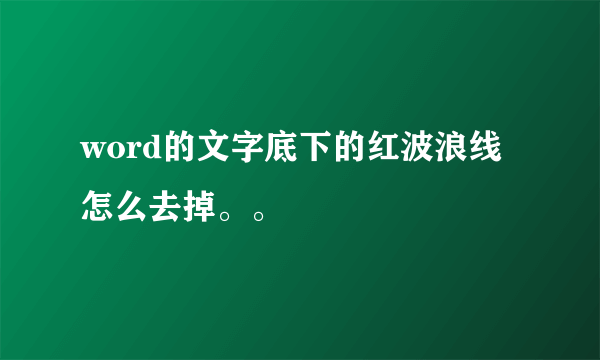 word的文字底下的红波浪线怎么去掉。。