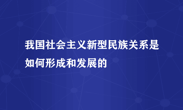 我国社会主义新型民族关系是如何形成和发展的