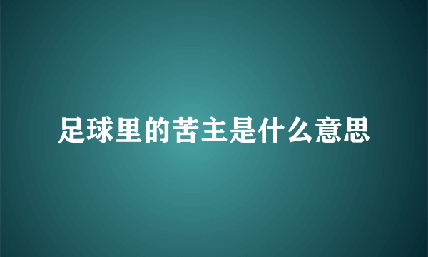 足球里的苦主是什么意思