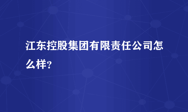 江东控股集团有限责任公司怎么样？