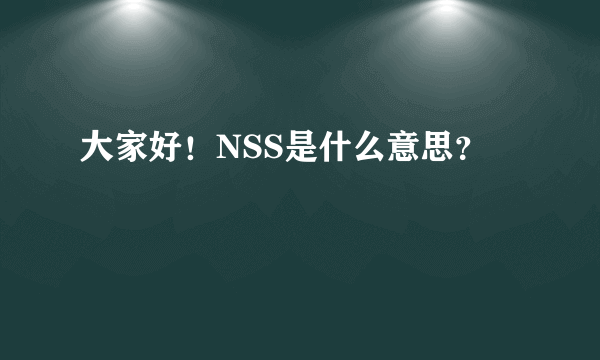 大家好！NSS是什么意思？