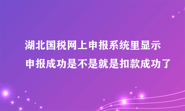 湖北国税网上申报系统里显示申报成功是不是就是扣款成功了