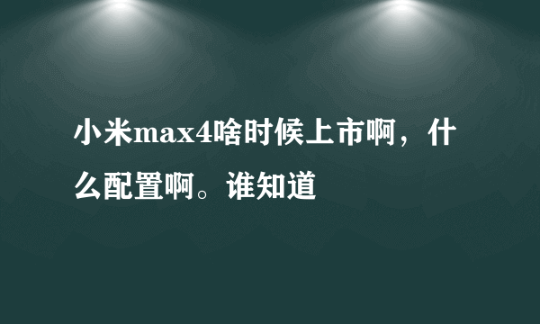 小米max4啥时候上市啊，什么配置啊。谁知道