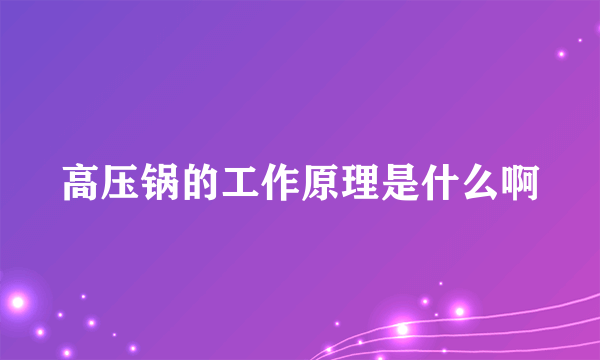 高压锅的工作原理是什么啊