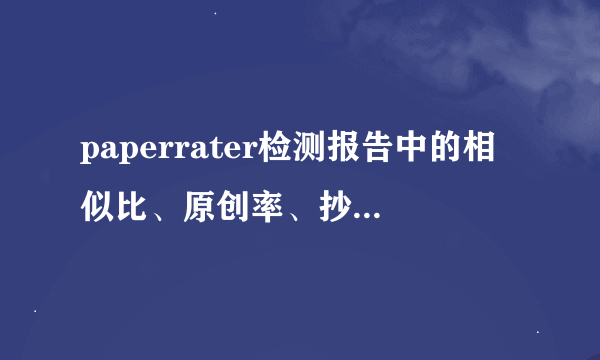 paperrater检测报告中的相似比、原创率、抄袭率、引用率是什么意思？