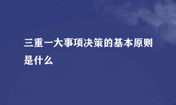 三重一大事项决策的基本原则是什么