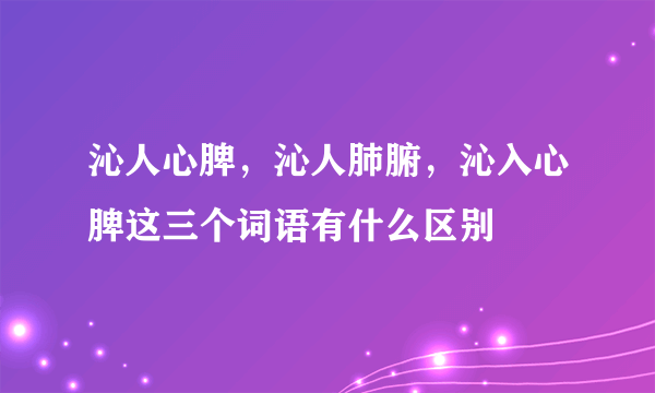 沁人心脾，沁人肺腑，沁入心脾这三个词语有什么区别