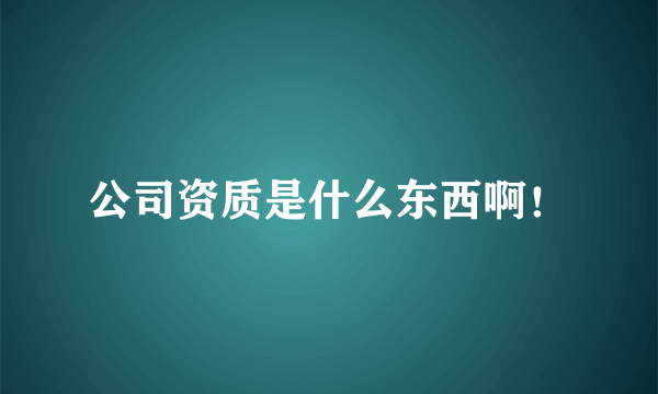 公司资质是什么东西啊！