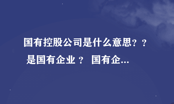 国有控股公司是什么意思？？ 是国有企业 ？ 国有企业待遇怎么样的 怎么才能进去