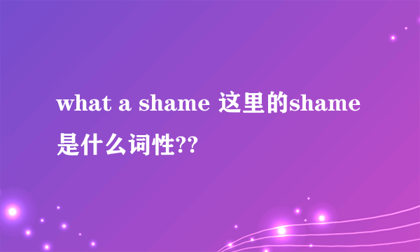 what a shame 这里的shame是什么词性??