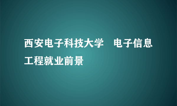 西安电子科技大学   电子信息工程就业前景